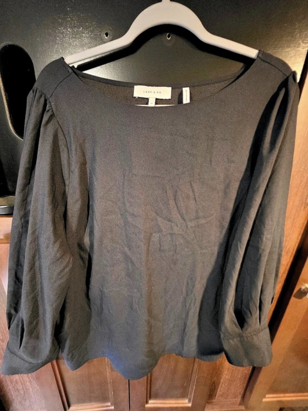Lark & Ro Long Sleeve Blouse in Black Size 16 Like New
